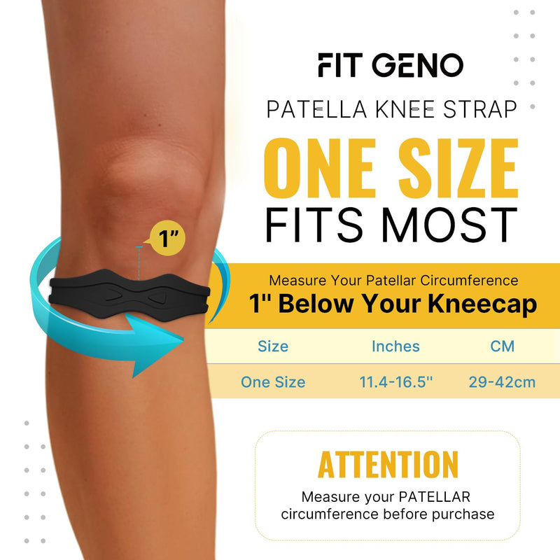 Fit Geno Knee Strap Patella Support: Knee Band for Patellar Tendon Pain Relief - Knee Brace for Tendonitis Jumpers Running Sports Basketball Men Women 2 Packs (Black) Black - BeesActive Australia