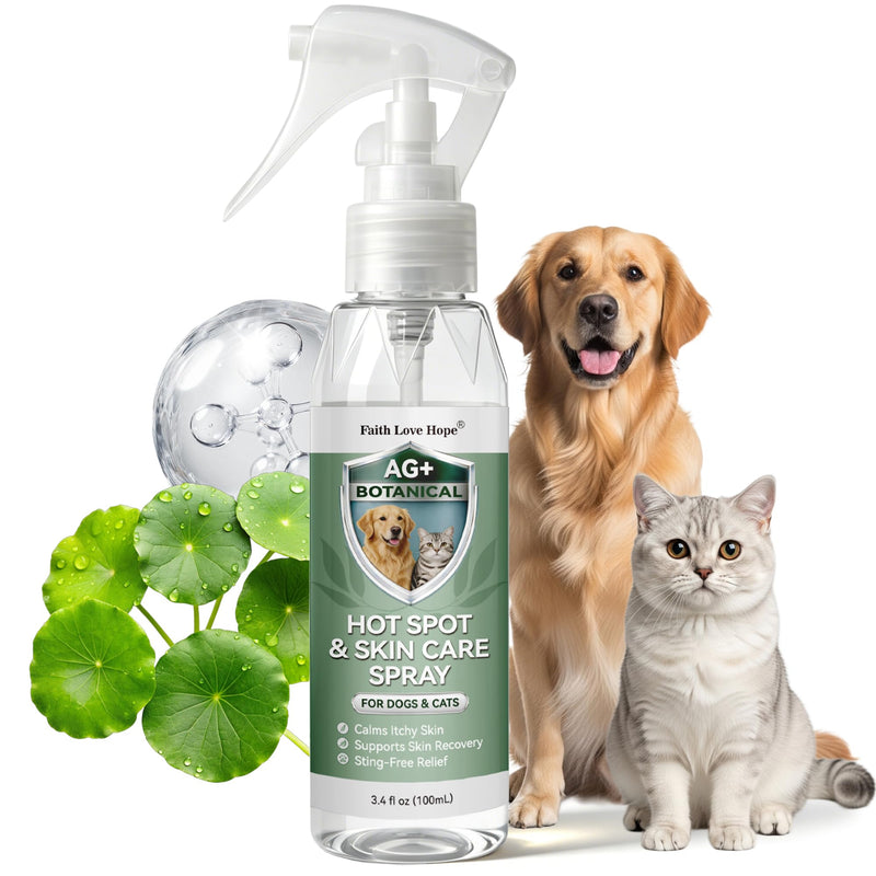 Faith Love Hope Hot Spot Spray for Dogs & Cats, Dog Itching Skin Relief, Botanical Skin Care Mist for Paw Licking & Red Irritated Areas - 3.4oz