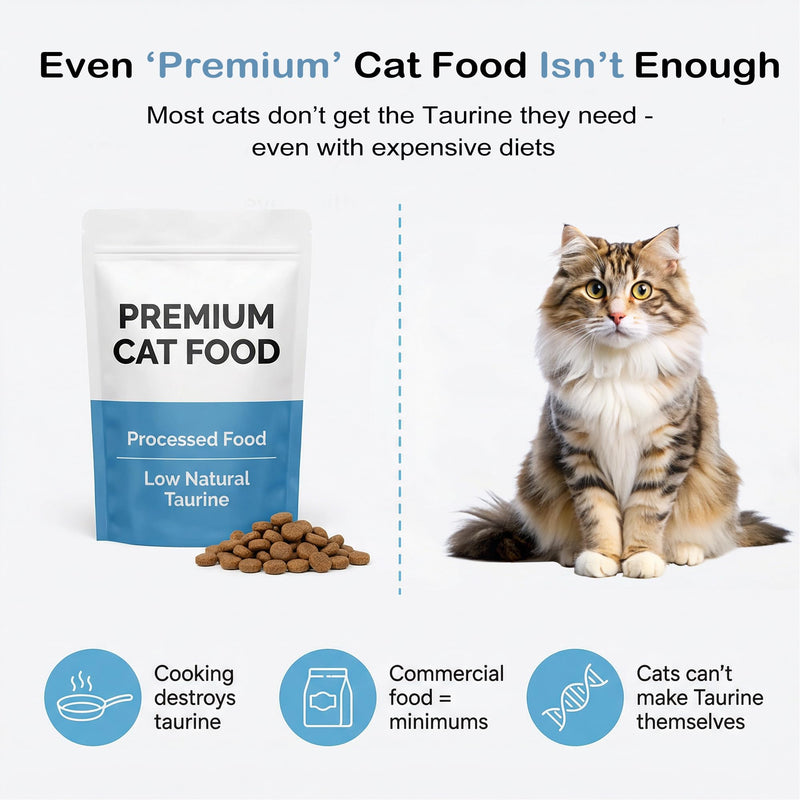 Taurine for Cats - Taurine Powder Supplement for All Ages Including Kittens - Pure Taurine for Heart Vision Vitality & Coat and Immune Health Unflavored (6oz)