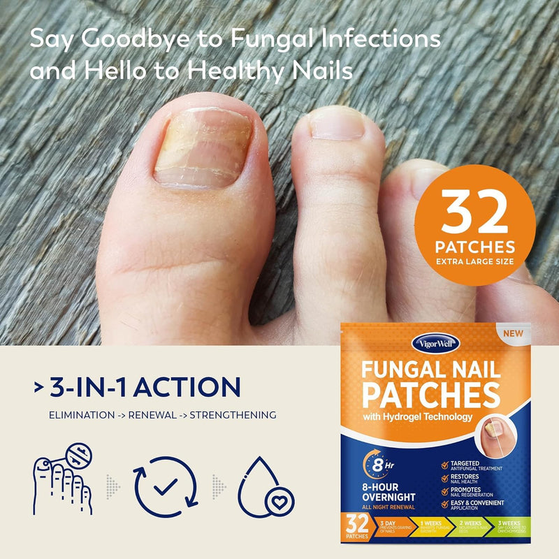 Small Nail Patches Extra Strength: 32 PCS Nighttime Hydrogel Patches for Overnight Repair - Visible Results in 8 Hours - Toenail Treatment Extra Strength - BeesActive Australia