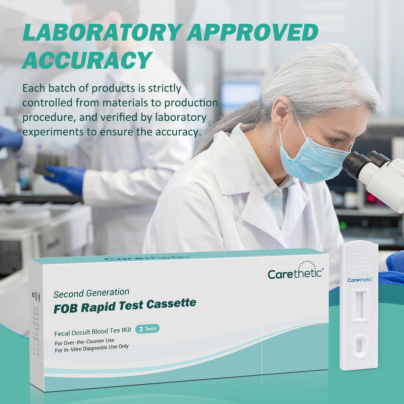 Immunochemical Fecal Occult Blood (iFOB) Screening Kit - Easy-to-Use at Home Colorectal Health Test (2 Pack)