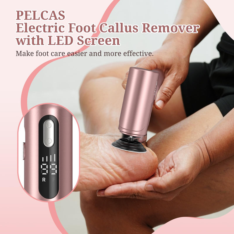PELCAS Electric Foot Callus Remover with LED Screen, 2 in 1 Manicure & Pedicure Kit, 100 PCS Sandpapers Electric Foot File for Women & Men, Cordless Feet Filer for Foot Callus, Thick Nails Pink - BeesActive Australia