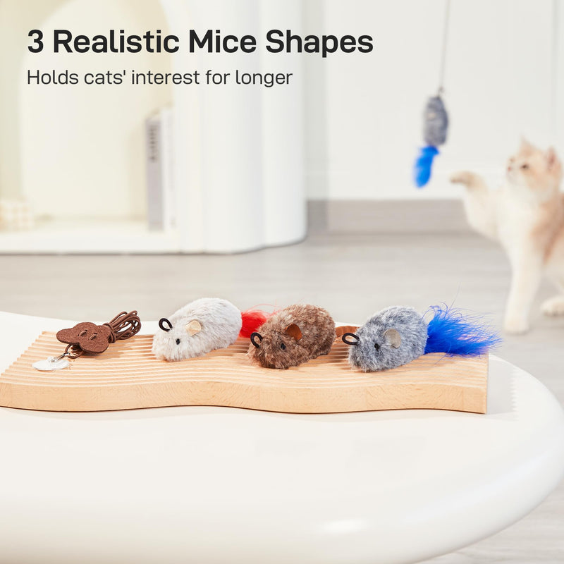 Potaroma Hanging Cat Mice Toys 3 Pcs with Squeaky Sound, Interactive Cat Teaser Retractable, Cat Toys Indoor Kitten Play Chase Exercise, Mental Physical Stimulation Max Extended Length 70 inches - BeesActive Australia