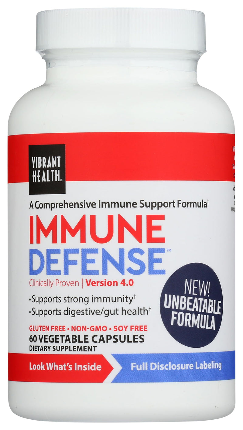 Vibrant Health, Immune Defense, Natural Immune and Digestive Support, 60 Capsules | Dietary supplement for daily use, easy-to-swallow serving size in capsule form with a 60-count bottle for routine wellness 120 Count (Pack of 1)