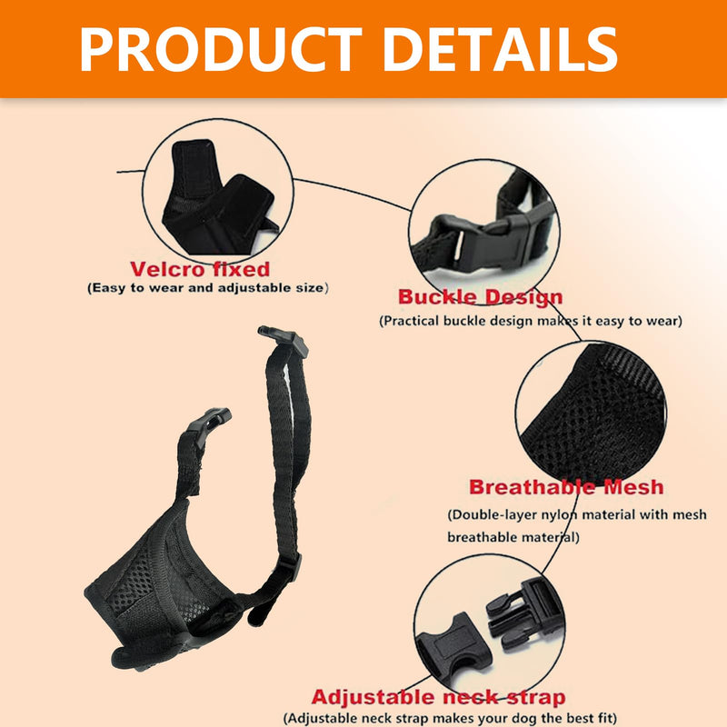 Dog Muzzle, Dog Muzzle Adjustable Fabric Muzzle Small Dogs Nylon Muzzle Mesh Breathable Muzzles Dog Mouth Guard Mask Anti-Chewing Barking Biting for Golden Retriever Husky, XL Black01 - BeesActive Australia
