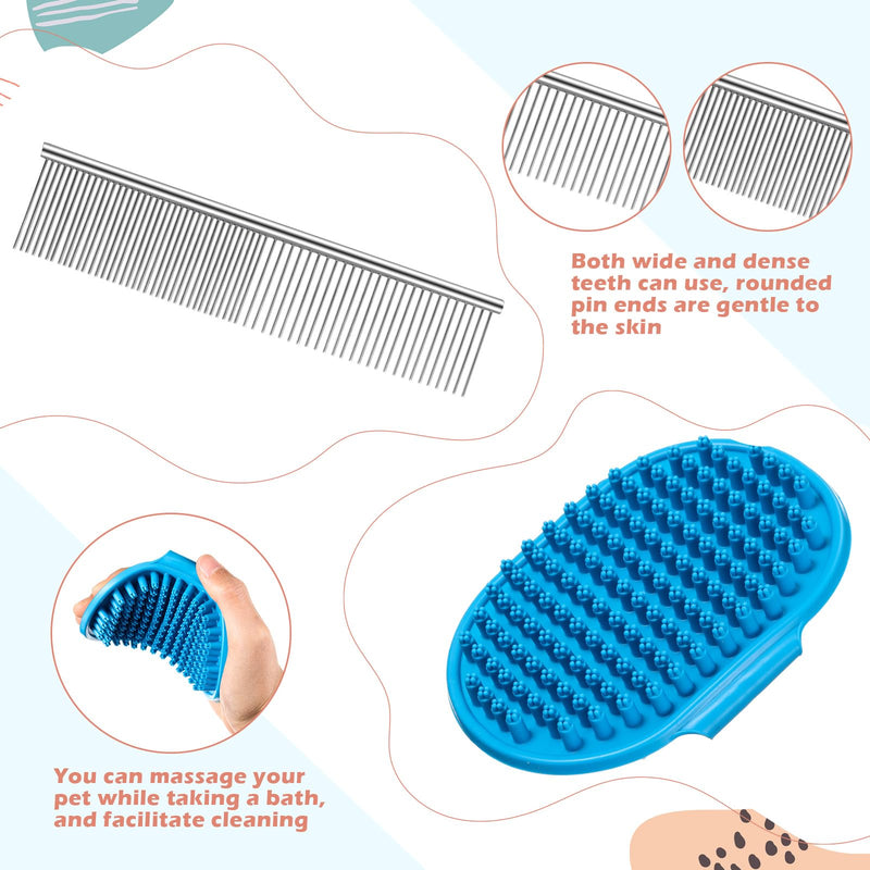 Baderke 6 Pcs Dog Grooming Set with Dog Bathing Leash with Suction Cup, Pin Comb, Straight Comb, Nail Clippers Set, and Bath Brush for Pet Bathing Shower Grooming - BeesActive Australia