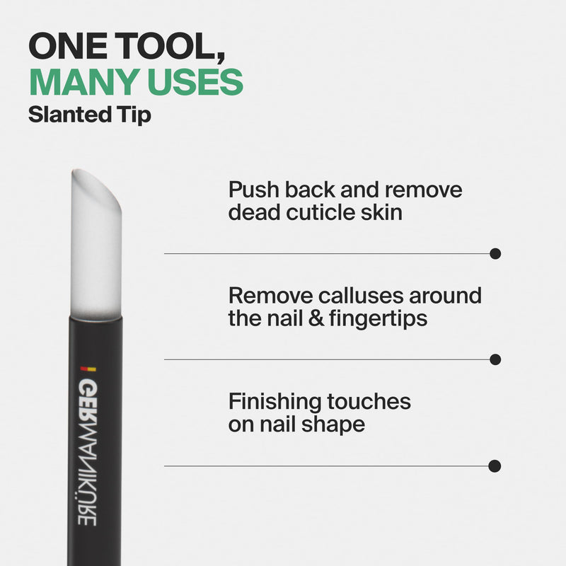 GERMANIKURE Clear Glass Cuticle Stick in Leather Sleeve - Ethically Made in Czech Republic - Cuticle Pusher & Remover, Callous & Dry Skin Fingertip File, Nail Shaper - BeesActive Australia
