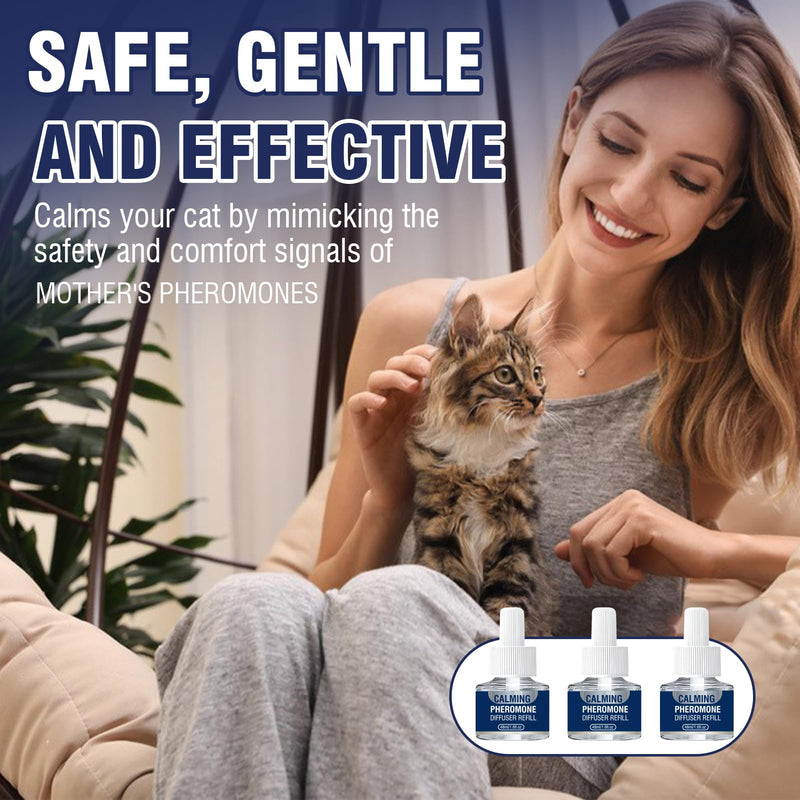 Pheromones cat socket calming cat calmer cat relaxation calming agent relaxation anti-stress agent helps with signs of reduces conflict behavior 3 x 48 ml refill bottles (M) M - BeesActive Australia