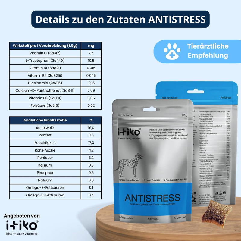 ITIKO vitamins for dogs | Delicious dog calming food supplement Dog tranquilizers | Improving the nervous system, anti-barking, L-tryptophan - BeesActive Australia