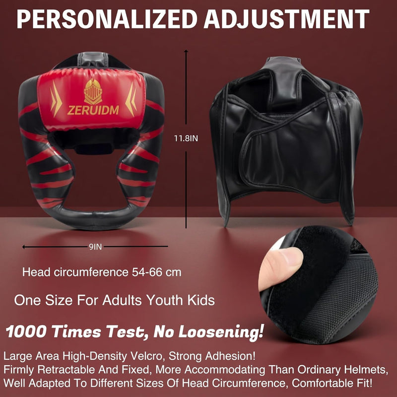 2 Pack Boxing Headgear for Adult Men Kids, Thickened Training Sparring Head Guard for MMA Kickboxing Muay Thai Equipment
