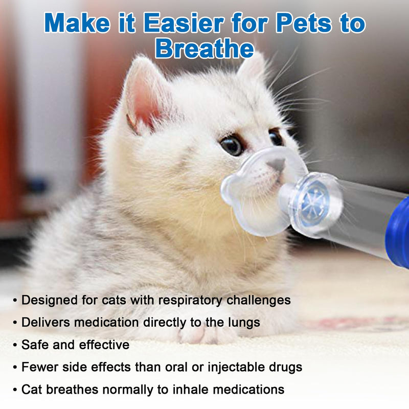 Inhaler Spacer for Cats or Dogs, Portable Nebulizer, Generic Pet Inhaler Attachment with 2 Silicone Masks of Different Size, Animal Adapter for Cats and Small Dogs, Home or Outdoor First Aid