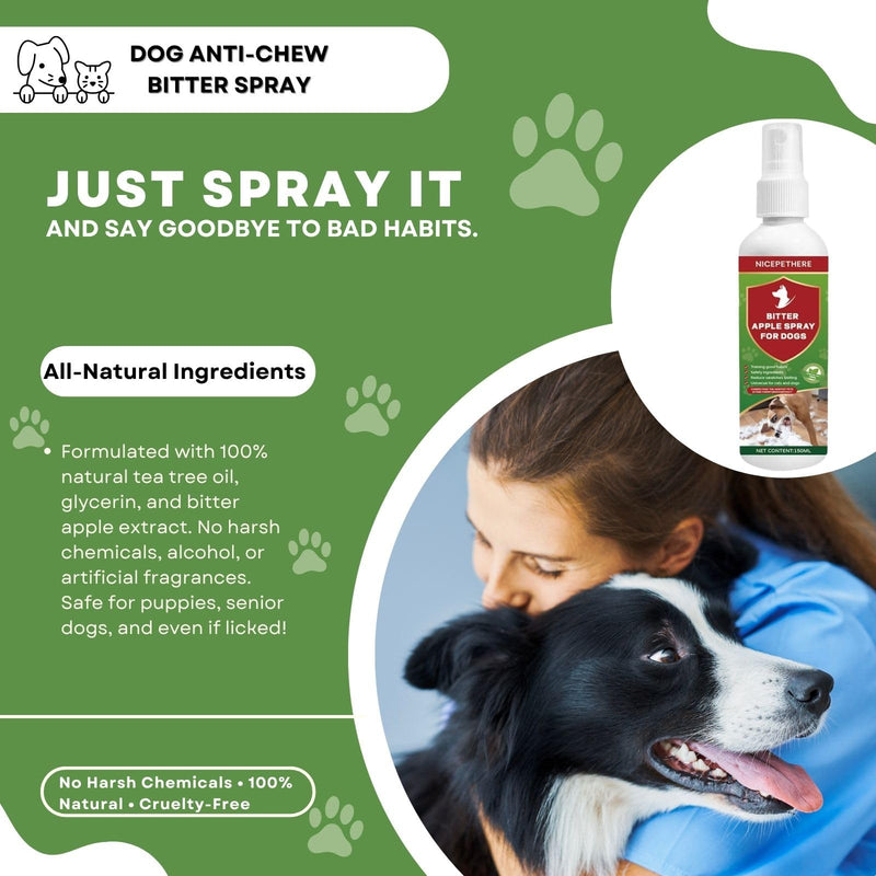 No Chew Spray for Dogs,Bitter Apple Spray for Dogs to Stop Chewing,Can Effectively Protect The Safety of Furniture,Plant,Shoes, Etc,Safe for People and Pets,Alcohol-Free, Indoor/Outdoor Use,150ML