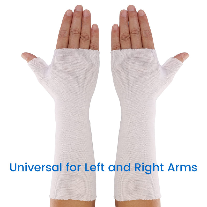Hand Socks for Splint (Pack of 10), Stockinette Tubing, Thin Breathable Surgical Sleeves for Arm, Wrist and Thumb Sleeve Under Brace, Cast Wrap Liner for Men & Women, Fit Left & Right Hands (White, L) Large White