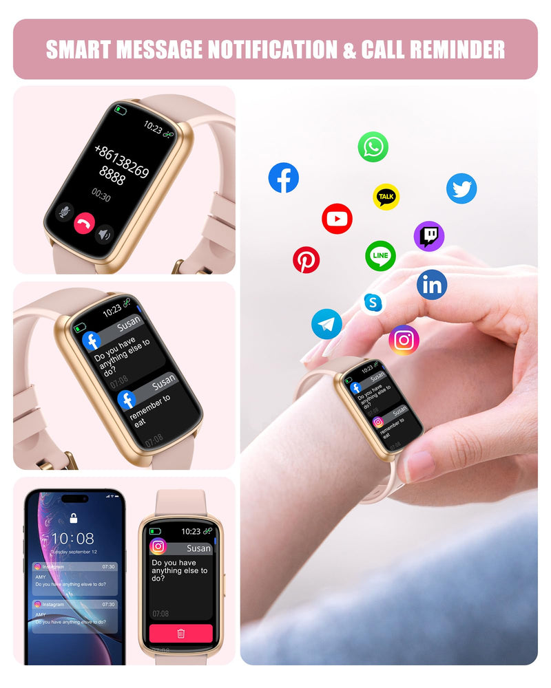 Fitness Tracker, Smart Watch for Women Men with 24/7 Heart Rate/Blood Pressure/Blood Oxygen Monitor,Sleep Tracker,Step & Calorie Counter, IP68 Waterproof Fitness Watches Compatible with Android&iPhone Pink