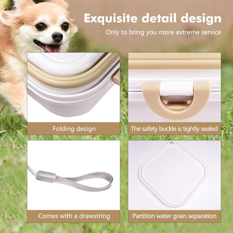 Travel Dog Bowls, Portable Food and Water Bowl for Dogs and Cats 2-in-1, Foldable Feeding and Food Storage Solution for Small & Medium Dogs, Ideal for Traveling & Camping (White, Small) white - BeesActive Australia