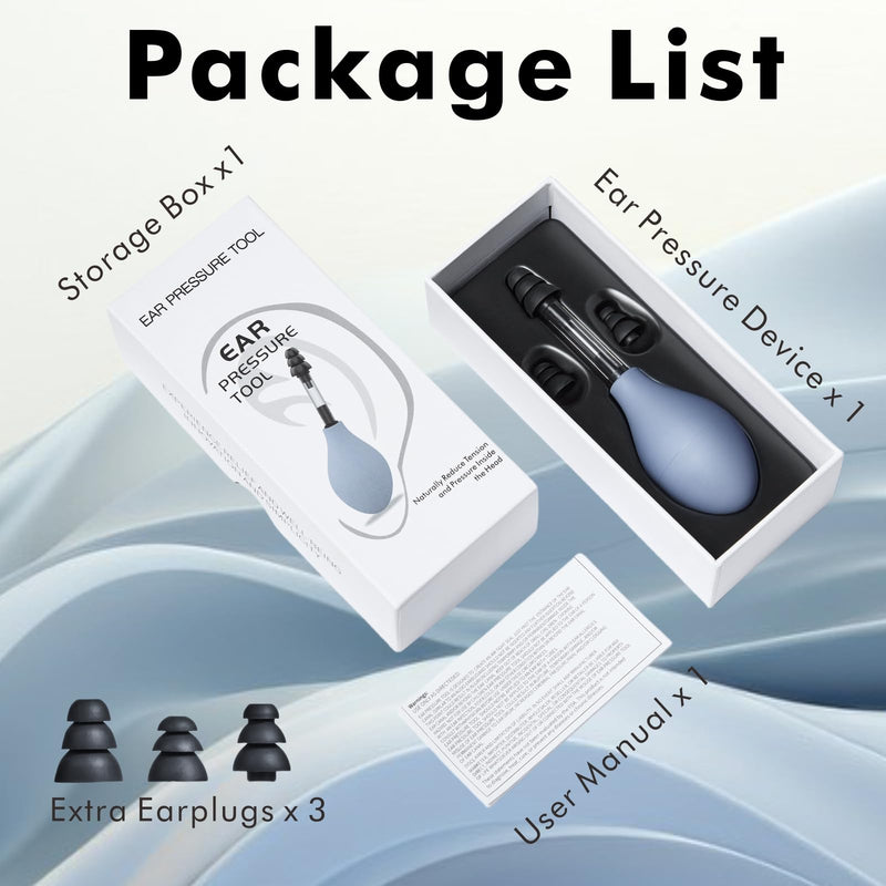 Ear Pressure Relief Suction Device, Migraine and Headache Relief Products, Airplane Ear Pressure Relief Through Inner Ear Pressure Balance, Reduces Tension, with 3 Sizes of Earplugs