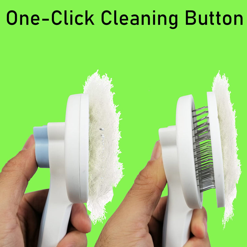 Cat Brush Dog Brush for Short Hair and Long Hair, Self-Cleaning Slicker Dog Brush for Pets Removes Loose Hair Tangles, Pet Comb with Massage Particles is Skin-Friendly (Blue) Blue - BeesActive Australia