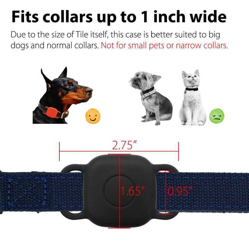 Silicone Dog Collar Holder for Tile Mate 2024 & 2022, 2 Pack Waterproof Protective Cover for Tile Tracker Pet Dog Cat (Black/Red) Black & Red - BeesActive Australia