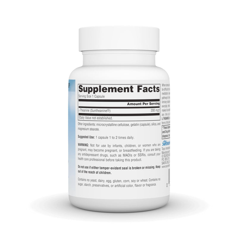 Source Naturals Serene Science L-Theanine, 200 mg, Made with Suntheanine, for Focused Relaxation* - 60 Capsules