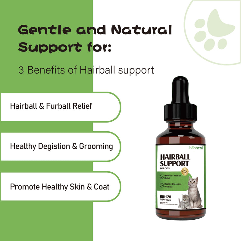 Cat Hairball Support Drops, Digestive Aid, Furball Treatment, Hairball Cat Treats for Skin & Coat, Digestion, Nutrient Absorption(1PACK) 1 PACK