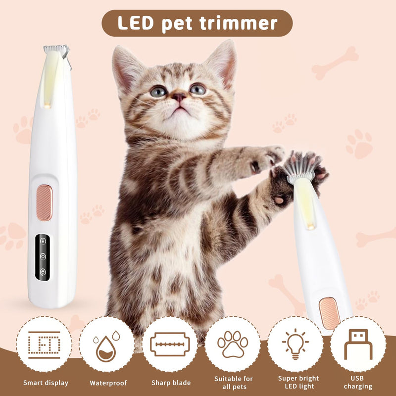 Dog clipper, paw trimmer for dogs, paw trimmer with LED light, paw trim pro dog hair clipper, super quiet, electric for dogs, cats, paws, eyes, ears, face, body - BeesActive Australia