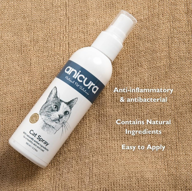 Anicura Natural Cat Spray, Soothe Itchy, Irritated Skin, Allergies, Dermatitis, Dry Patches & Redness. Relief for Scratching, Licking & Discomfort. Safe for Sensitive Skin. Value Bundle (2×100ml pack)