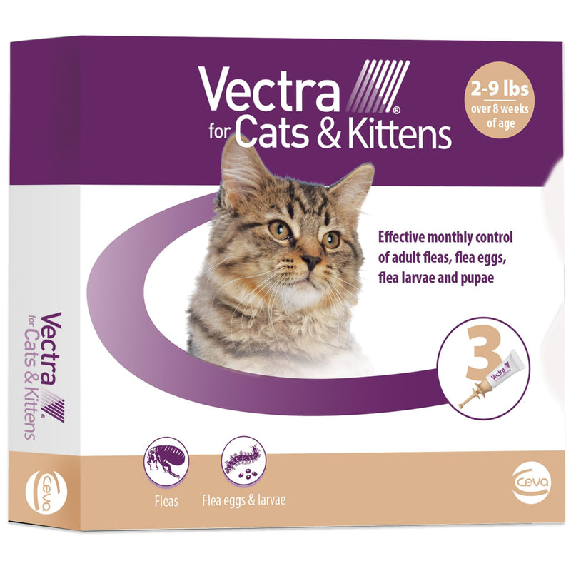 Vectra for Cats & Kittens Flea Treatment & Prevention for Small Cats (2-9 lbs.) 3-Month Supply 3 Pack