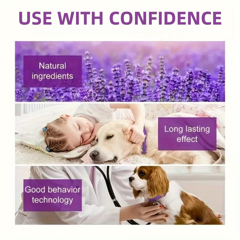 2PCS Adjustable Calming Co/llar for Dogs,Waterproof Dog Co/llar with fl/ea & ti/ck Treatment,Anti Bark Co/llar with Lavender,Long-Lasting Soothing & Anxiety Relief,Puppy Safe,Dog Calming Co/llar