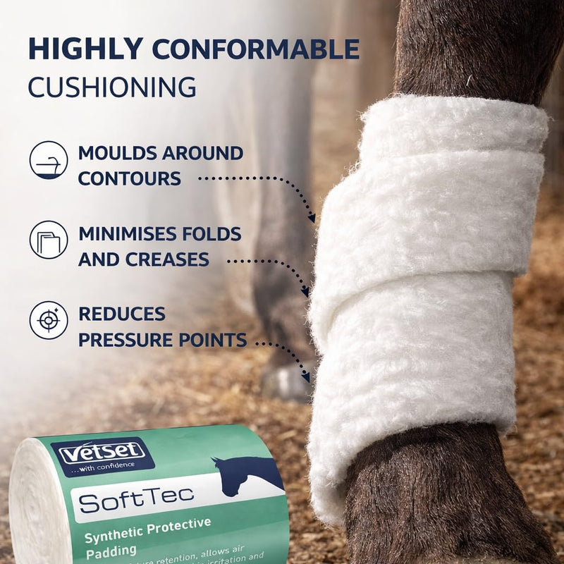 SofTec |Veterinary Bandage Padding for Horses, Dogs, Cats & Animals,12 Pack | 2.7m Conformable Cushioning Roll for Wound Dressing & Leg Support | 150mm (Pack of 12) 150mm (Pack of 12)