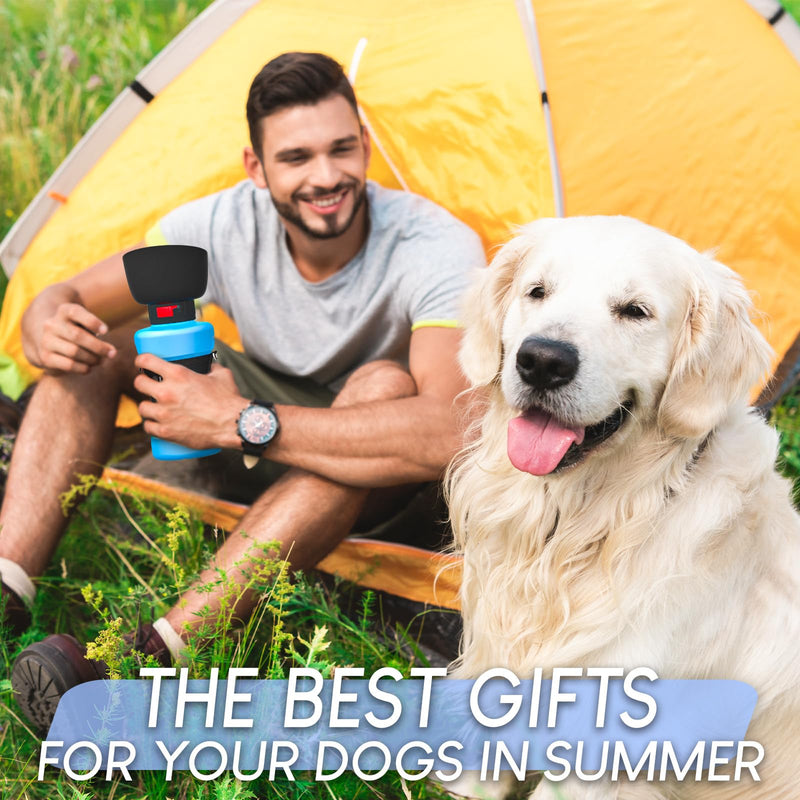 lesotc 2024 Upgraded Dog Water Bottle, 28oz/800ml Portable Dog Water Bottle Travel Water Bowl, Leak Proof Foldable Pet Water Bottle Dog Travel Water Bottle, Blue 800ml - BeesActive Australia