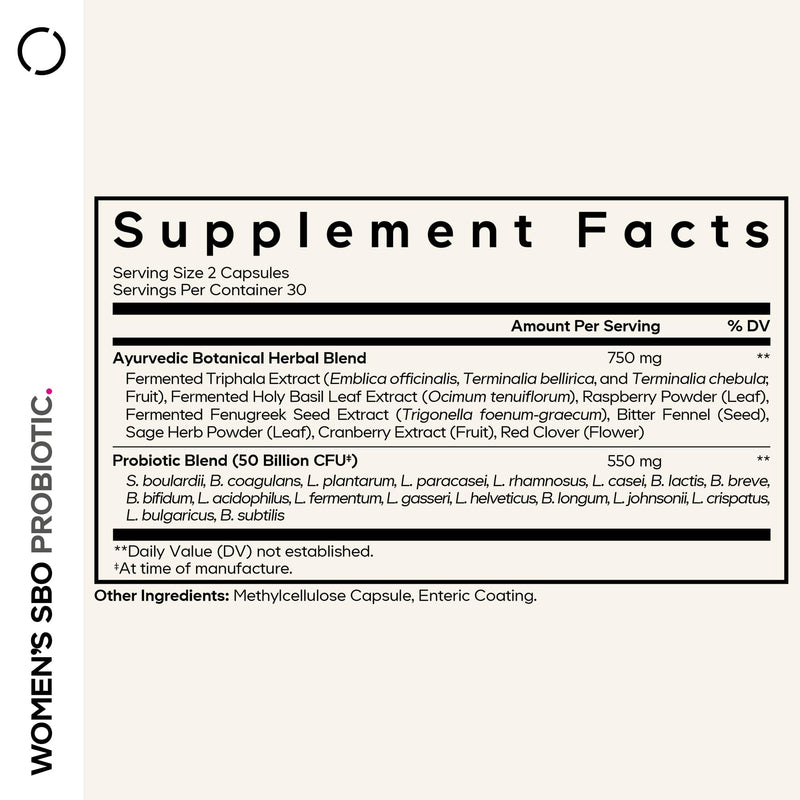 Codeage Women’s Probiotics Supplement - 50 Billion CFUs - SBO Probiotics & Prebiotics - Cranberries - Feminine Health - Fermented Botanical Blend, Whole Food Supplement - Vegan, Non-GMO - 60 Capsules 60 Count (Pack of 1)