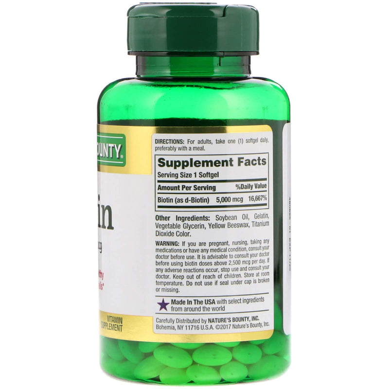 Natures Bounty Biotin 5000mcg 150 Rapid Release Softgels (Value Pack of 3) 1 Count (Pack of 450)