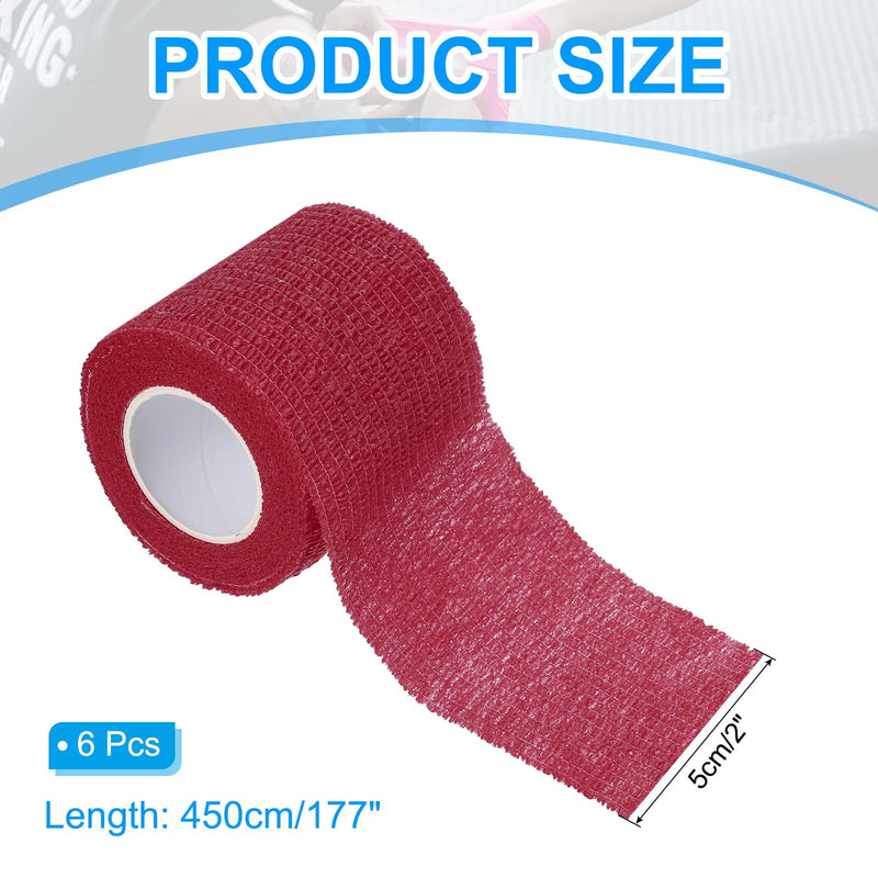 PATIKIL 2" x 177" Self Adhesive Bandage Wrap, 12 Pcs Elastic Self Breathable Self Adherent Wrap Tape for Stretch Athletic Sports Wrist Ankle Outdoor Tape, Dark Red - BeesActive Australia