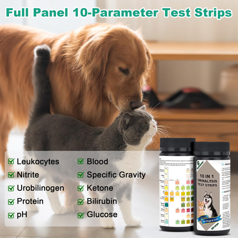 Urine Test Strips for Dogs Cats - 100 Counts Urinalysis Test Strips for Pets 10 in 1 Testing UTI Protein Glucose Blood Leukocytes pH Nitrite and More Dog Cat UTI Test Kit for Pets 100 Count - BeesActive Australia