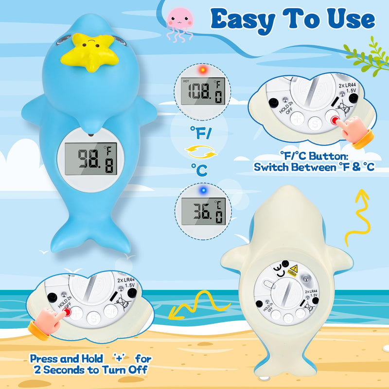 Baby Bath Thermometer, Dolphin Floating Bath Thermometer Baby for Newborns, Waterproof Bath Temperature Monitor with Hot & Cold Safety Alert, Water Temperature Monitor for Baby Lovely Whale - BeesActive Australia