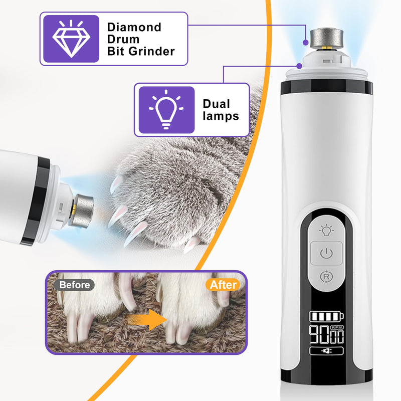 Pet Nail Grinder Quiet Professional Cats Cordless Clippers Cat Claw Care Cat Grooming Clippers Cat Grooming Supplies with Charging Cable Easy to Hold Safety Guard for Small Dogs Cats White