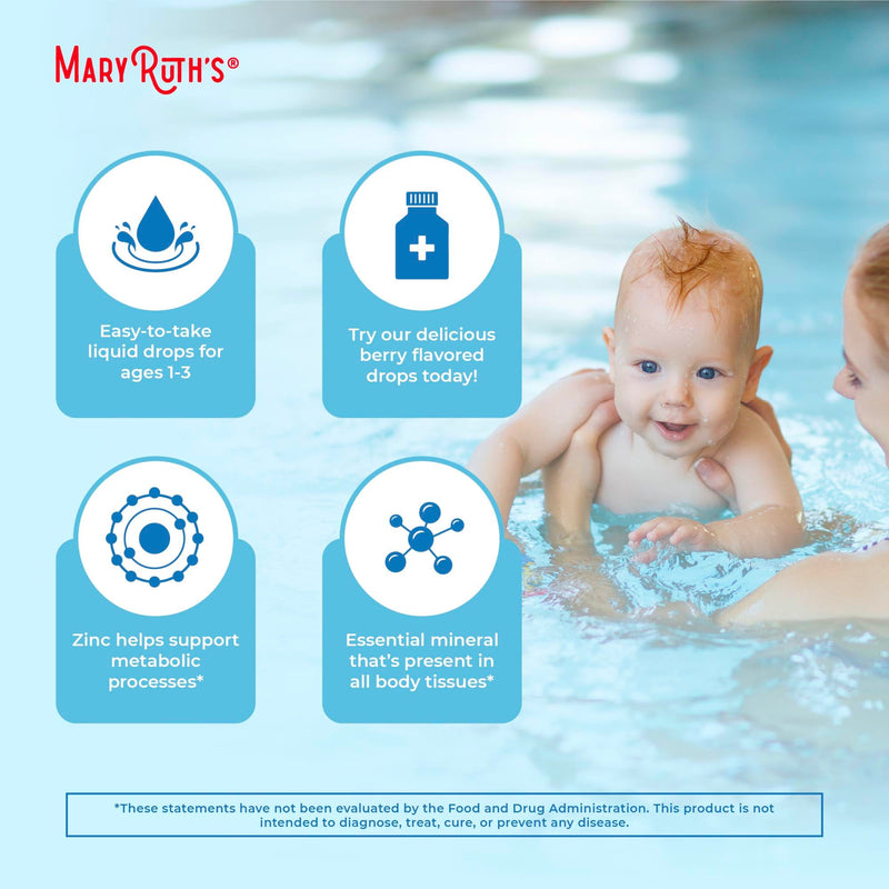 MaryRuth Organics USDA Toddler Liquid Drops | Zinc Sulfate | Immune Support Supplement| Skin Health | Vegan | Formulated for Ages 1-3 | Delicious Berry Flavor | 1 Month Supply | 2 Fl Oz - BeesActive Australia