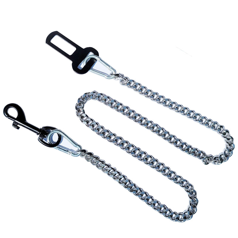 Dog Seat Belt for Car, Metal Dog Seatbelt Stainless Steel No chew Dog Car, Pet Vehicle Safety Restraint, Heavy Duty Big Canine Dog Car Leash Strap Seat Belt for Dogs in Car - BeesActive Australia