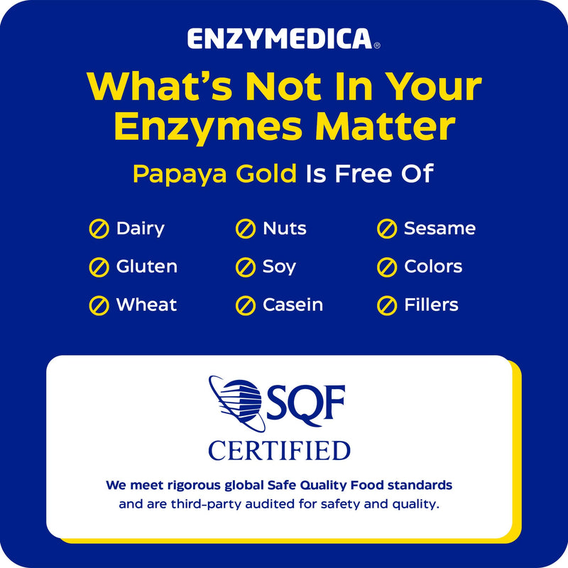Enzymedica Papaya Gold - Papaya Enzymes Chewable - 120 Tablets | Digestive Enzyme Supplement for Women and Men, Digestion & Gut Health Support, High Potency Bromelain & Papain, Vegan 120 Count (Pack of 1)
