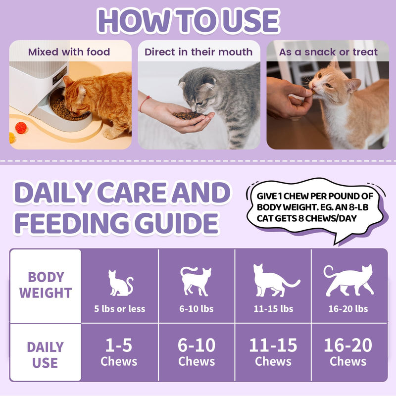 Cat Hairball & Calming Chews Bundle – 500 Hairball Support Chews + 500 Calming Chews for Cats – Digestive & Emotional Wellness