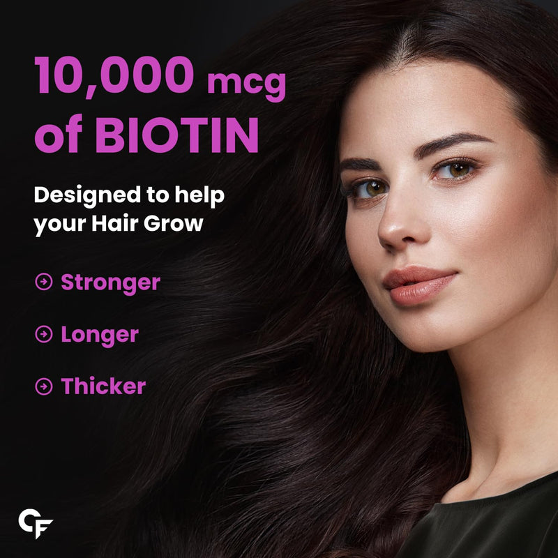 Carbamide Forte Biotin 10000mcg (High Potency) per Veg Tablet - Supports Hair Growth, Glowing Skin and Strong Nails - Biotinova (120 Tablets)