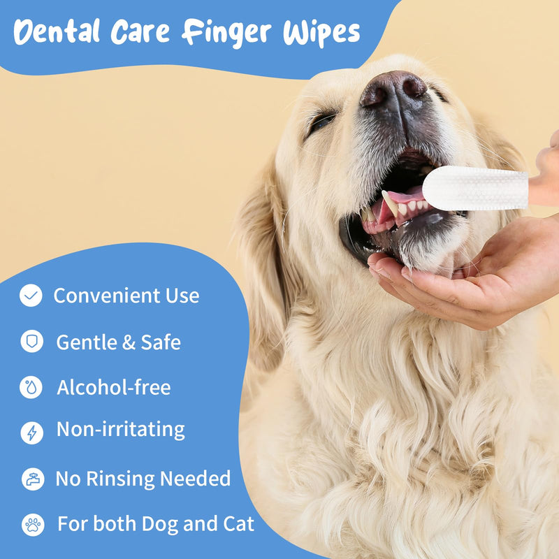 RWT Dog Teeth Cleaning Wipes, 60 Counts – Reduces Plaque and Tartar, Freshens Breath, Disposable Finger Wipes for Dogs & Cats Toothbrush Gentle Dental Care - BeesActive Australia