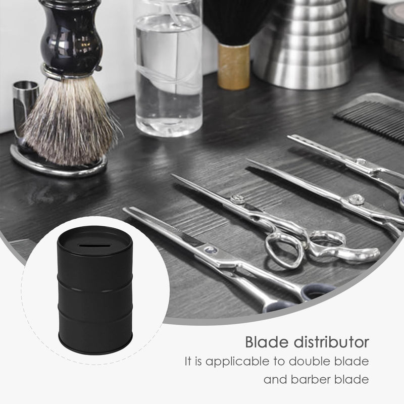 Linkidea Safety Razor Blade Disposal Container Box, Metal Razor Disposal Case Safe Bank for Storing Used Wasted Blades (Black) Black