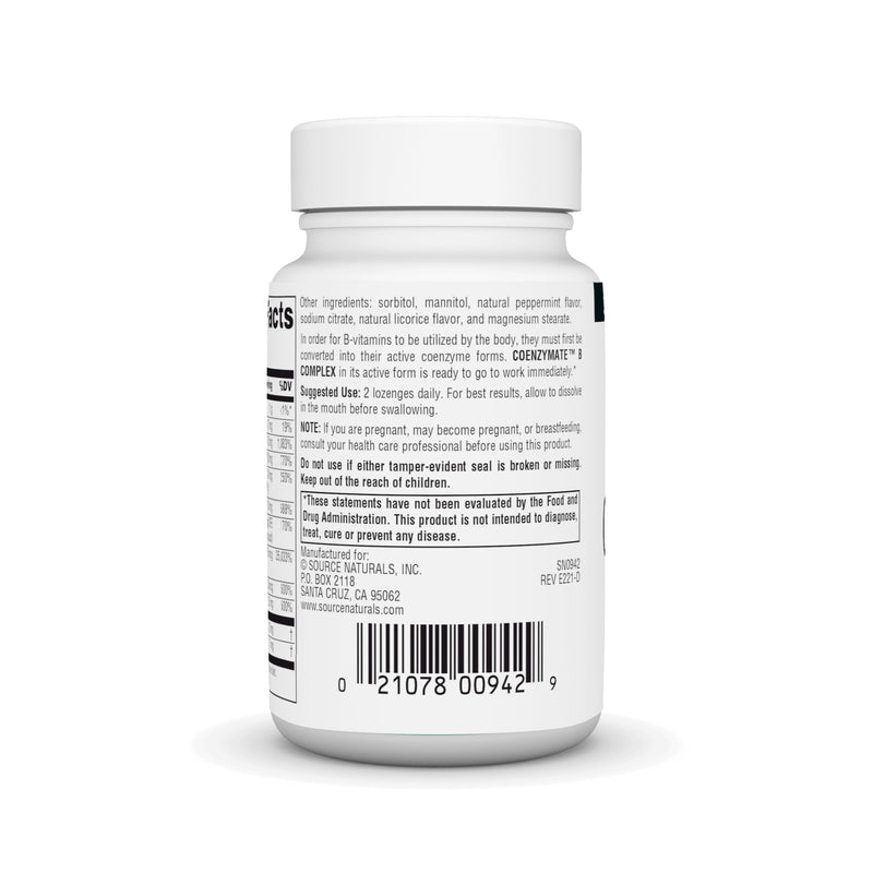 Source Naturals Coenzymate B Complex - 30 Lozenges | Peppermint Flavored Vitamin B that Melts in Mouth 30 Count (Pack of 1)