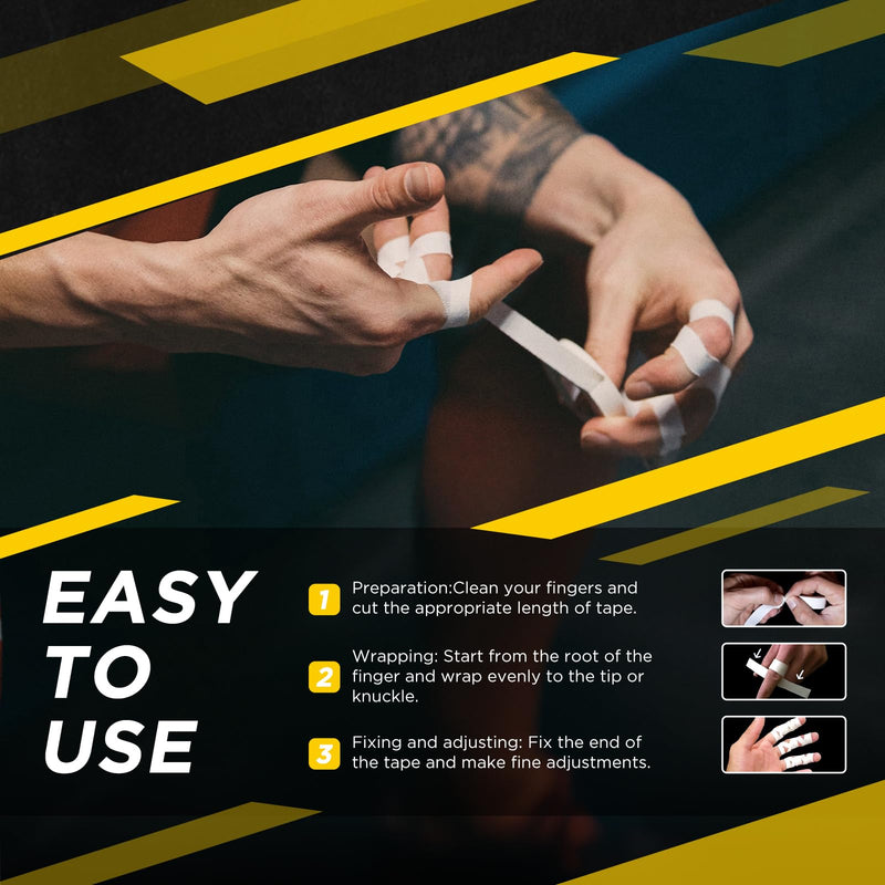 OK TAPE Athletic Finger Tape (10Rolls 450FT), Finge Wrap Tape, Extra Strong Adhesive Finger Support and Protect Tape, Hand Grip Tape for Rock Climbing, MMA, Jiu Jitsu, Volleyball, Black 0.5" x 15yards - 10 Rolls - BeesActive Australia