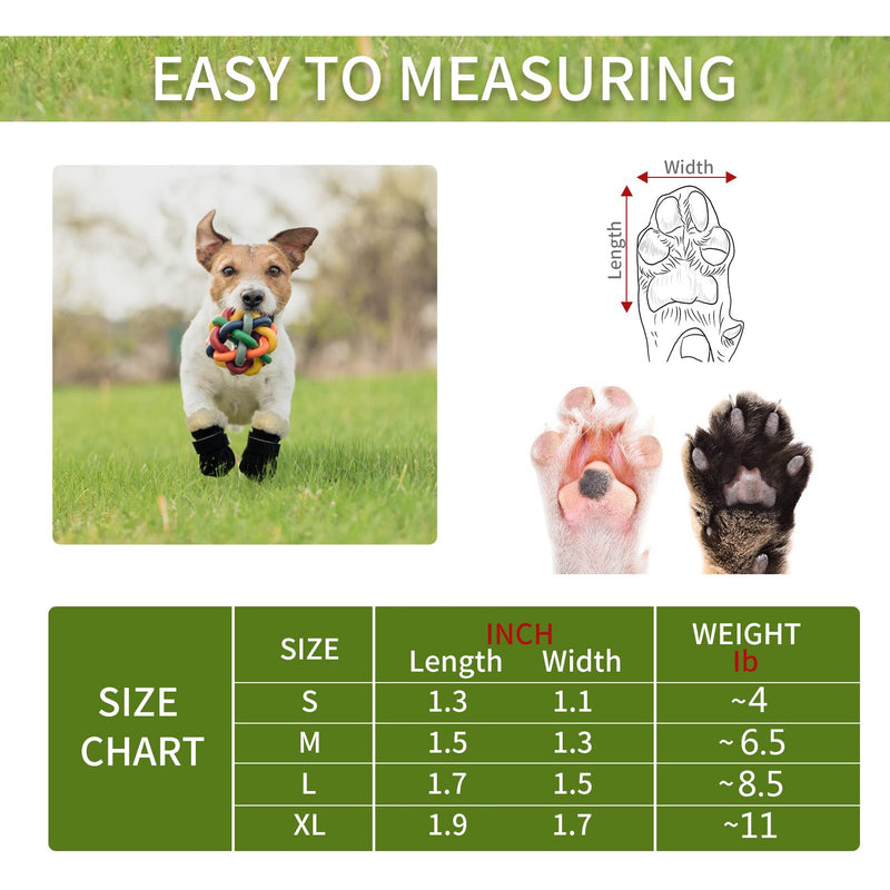 Dog Boots, Fleece Dog Shoes for Small Dogs, Anti-Slip Sole Dog Boots & Paw Protectors, Dog Winter Snow Booties for Outdoor Walking Running Black M (< 6.5 lbs) - BeesActive Australia