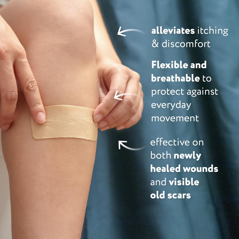 ScarAway Advanced Silicone Scar Sheets, Medical Grade Silicone Strips (1.5" x 3") Scar Treatment & Prevention for Surgical, Burn, Body, Hypertrophic & Keloid Scars Treatment, 8 Tan Reusable Sheets 8 Count - BeesActive Australia