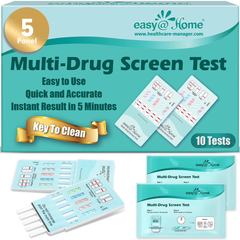 Easy@Home Multi-Drug Screen Test: 10 Pack Urine Drug Tests Kit, Testing AMP/BZO/COC/THC/MET/MOR/BAR/MDMA/PCP/MTD, Instant Drugs Test Kits Including Sensitive Marijuana Test, #EDOAP-3104 10 Count (Pack of 1) - BeesActive Australia