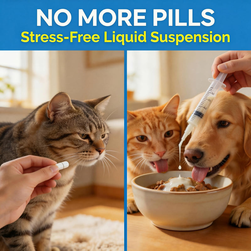 Dewormer for Cats & Dogs Broad Spectrum Praziquantel & Pyrantel Pamoate Liquid Tapeworm, Roundworm & Hookworm Treatment Easy to Dose for Kittens & Puppies 100mL (3.38 fl oz)