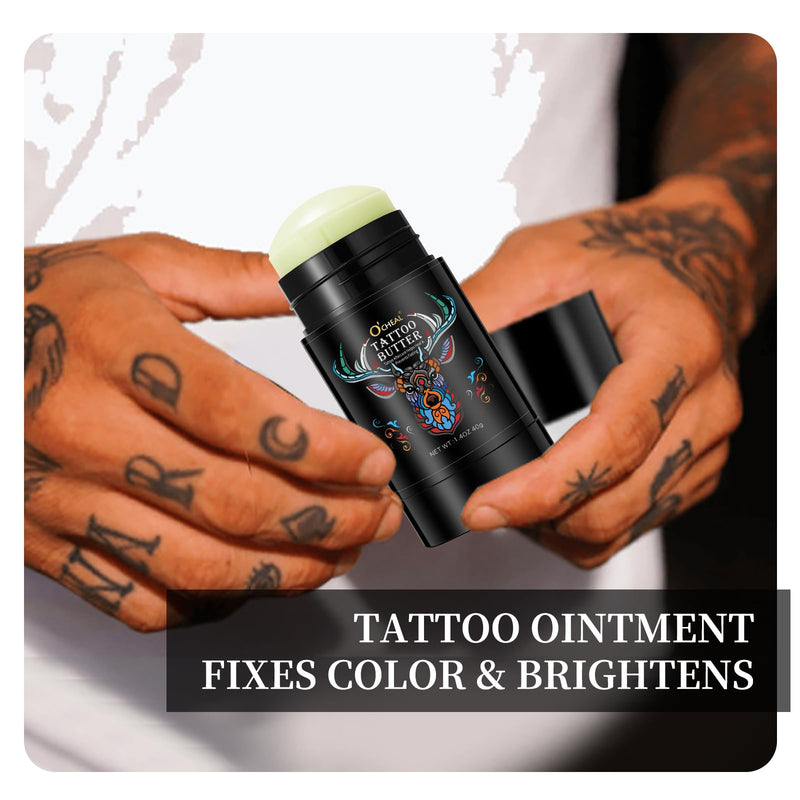 Tattoo Aftercare Butter Balm,Natural Organic Tattoo Cream Moisturizer for Old & New Tattoos Healing Brightener Color Enhance 1.4 Ounce (Pack of 1)
